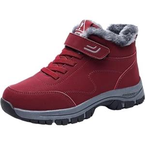 JMORCO Doposci Uomo Scarpe da uomo invernali calde e impermeabili, stivali casual antiscivolo comodi(Jujube red,42)