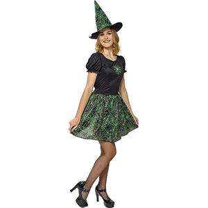 Rubie's RUBIES Costume Strega Spiderweb Glow in Dark per donna, Vestito e capello, Neo verde, Ufficiale Rubies per Halloween, Carnevale, Feste e Cosplay