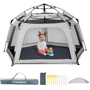 Funsland Tenda per Bambini, Tenda Gioco Bambini Cameretta Giardino Interno Esterno Castello Pop Up Casetta, Capanna Campeggio Ragazzo E Ragazza Regalo Natale Compleanno Kids Play Tent, Grigio