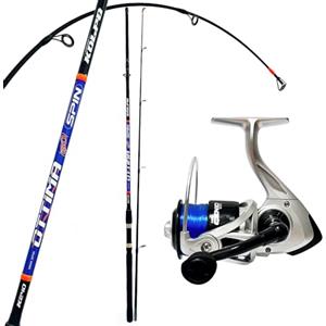 kolpo Ottima canna da pesca da spinning con lancio max 60 gr lunghezza 2.40 mt azione semi parabolica+mulinello e filo