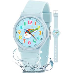 GUUMUXIN Orologio Analogico per Bambino Bambina, 30 Metri di Resistenza All'acqua per L'apprendimento Dell'orologio Cronografo con Cinturino in TPU Morbido, Orologio Sportivo per Bambini dai 4-12 Anni