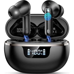 Donerton Cuffie Bluetooth 5.4, 2025 Auricolari Bluetooth Stereo HiFi, 50 Ore Cuffiette In Ear con 4 ENC Cancellazione Rumore Mics, IP7 Impermeabili Cuffie Senza Fili per iOS/Android, Cuffiette Touch Control