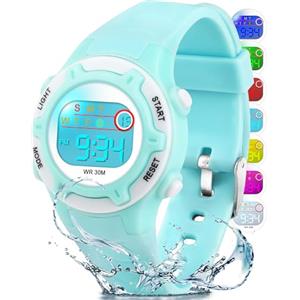 Ayybboo Orologio Digitale Bambino,7 LED Colorati,3ATM Impermeabile,Sveglia/Cronometro/Data,Orologio Sportivo da Polso per Ragazzi e Ragazze,Regalo Bambini 4-15 Anni