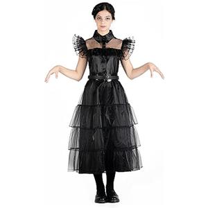 Ciao- Mercoledì Addams abito vestito ballo Rave'N Dance costume travestimento bambina ragazza originale Wednesday (Taglia S)