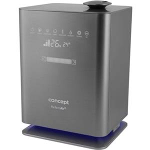 Concept Hausgeräte ZV2021 Umidificatore per ambienti fino a 50 m2 Diffusore di aromi UV Lampada Touch Display LED Wi-Fi Timer Controllo automatico dell'umidità, Grigio