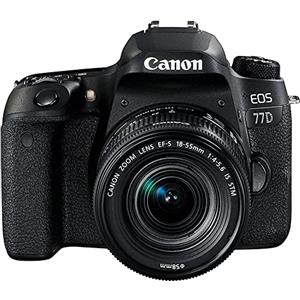Canon SLR EOS 77D Fotocamera Digitale, Obiettivo EF-S 18-55 mm f/4-5.6 IS STM, Nero [Versione EU]