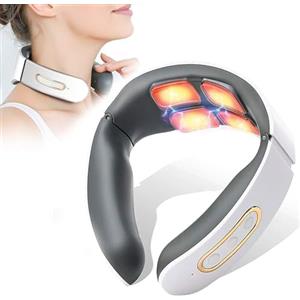 EONDEVO Massaggiatore Cervicale, 6 Modalita 9 livelli Massaggiatore Collo Schiena, Massaggio a Impulsi a 4 Teste e Funzione di Riscaldamento a Temperatura Costante, per un Massaggio Preciso a Casa Tua