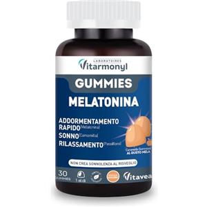 Vitarmonyl Gummies Melatonina - Integratore per il Sonno - Con Melatonina 1mg - Camomilla e Passiflora - Addormentamento Rapido - Rilassamento - Caramelle per Dormire - Gusto Mela - 27 Gummies - Vitarmonyl