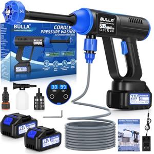 BULLA Idropulitrice a Batteria, Idropulitrice Portatile con 6 In 1 Ugello, idropulitrice senza fili ad alta pressione Con display LCD e regolazione touch a 30 livelli di pressione