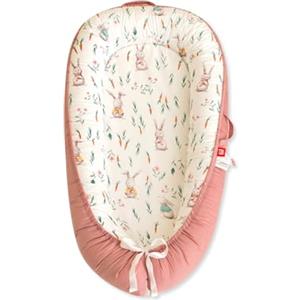 SONARIN Portatile Riduttore Lettino Neonato,88 x 53 cm Baby Nest Nido Neonati Riduttore Culla da Viaggio per Bambini, con100% Cotone Copertura Reversibile Lavabile(Coniglietto Carote)