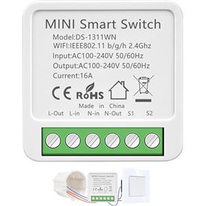 SOARFLY Interruttore Wifi Smartlife, 2.4GHz Interruttore Smart Wifi, Interruttori Intelligente Compatibile con Alexa, Smart Life, Tuya, Interruttori Alexa Con timer, 16A, Mini Smart Switch