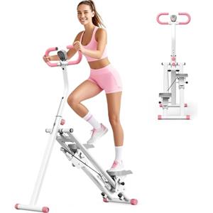 STYPLZ Stepper 2025 per esercizi da palestra a casa, macchina da arrampicata verticale con resistenza regolabile a 3 livelli, trasmissione incrociata con schermo LCD, pedale portatile pieghevole, manubrio