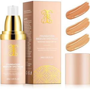 MXCZBSM Foundation Color Changing,30ML Full Coverage 2-in-1 SPF50 Foundation,Fondotinta a Lunga Tenuta,Elevata Coprenza,Anti-Età&Idratazione 24 Ore