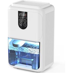 zropeao Deumidificatore Casa Muffa 2000ML, Deumidificatore Portatile Silenzioso Piccolo con Sbrinamento Automatico, Illuminazione a 7 colori e Timer 4-48 ore per Camera da Letto Bagno Cantina, 600ML/24H