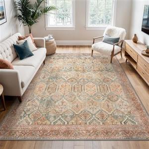 BEIMO Tappeto Salotto Vintage, Tappeti Ingresso Interno, Tappeto Antiscivolo Lavabile, Grandi Tappeti Persiano per Cucina, Camera Da Letto, Ufficio, Rosso Mattone, 160x230cm