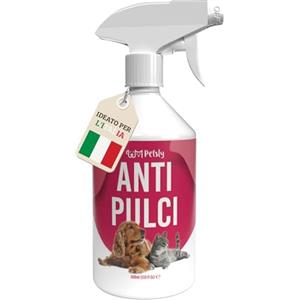 Petsly Spray Antipulci per Ambienti - 500ml - Non Macchia - Efficace Spray Antipulci Gatto e Cane ad Azione Rapida - Antizecche e Antiacaro per Casa, Auto, Mobili e Tessuti