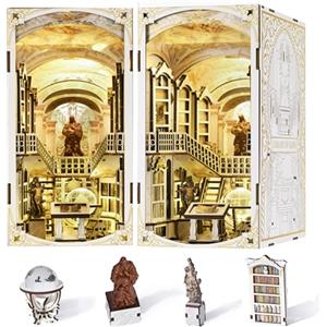 MiniCity Book Nook Kit, kit fai da te in miniatura per casa delle bambole in legno 3D, supporto per libri e libri, decorazione con luce LED per ragazzi e adulti (Library of Gods)