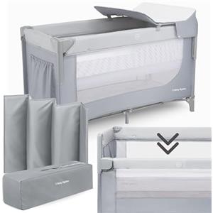 Moby-System Lettino da Viaggio 3 in 1 - Box Bambini e Recinto Neonati con Fasciatoio, Materasso e Ruote - Letto Pieghevole Regolabile 126x66cm con Borsa Trasporto