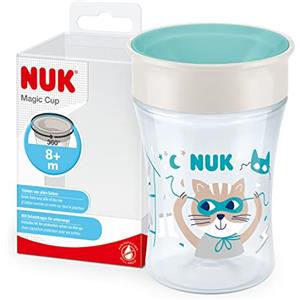 NUK Magic Cup bicchiere antigoccia | Bordo anti-rovesciamento a 360° | 8+ mesi | Senza BPA | 230 ml | Turchese