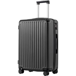 COOLIFE valigia trolley valigia rigida valigia trolley da viaggio realizzata in materiale ABS con lucchetto TSA maniglia telescopica e 4 ruote gemellari (Nero, 67cm)