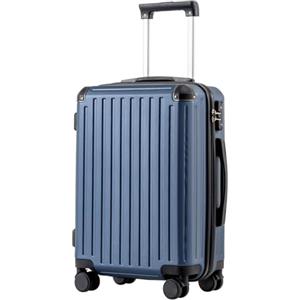 COOLIFE valigia trolley valigia rigida valigia trolley da viaggio realizzata in materiale ABS con lucchetto TSA maniglia telescopica e 4 ruote gemellari (blu scuro, 56cm)