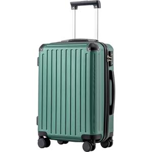 COOLIFE valigia trolley valigia rigida valigia trolley da viaggio realizzata in materiale ABS con lucchetto TSA maniglia telescopica e 4 ruote gemellari (verde scuro, 56cm)