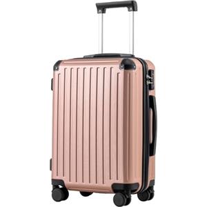 COOLIFE valigia trolley valigia rigida valigia trolley da viaggio realizzata in materiale ABS con lucchetto TSA maniglia telescopica e 4 ruote gemellari (oro rosa, 56cm)