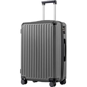 COOLIFE valigia trolley valigia rigida valigia trolley da viaggio realizzata in materiale ABS con lucchetto TSA maniglia telescopica e 4 ruote gemellari (Grigio, 67cm)