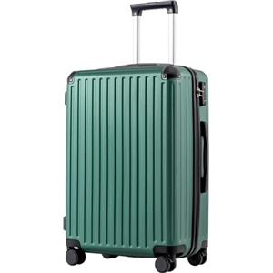 COOLIFE valigia trolley valigia rigida valigia trolley da viaggio realizzata in materiale ABS con lucchetto TSA maniglia telescopica e 4 ruote gemellari (verde scuro, 67cm)