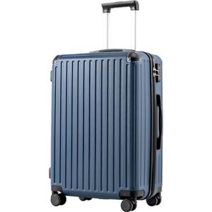 COOLIFE valigia trolley valigia rigida valigia trolley da viaggio realizzata in materiale ABS con lucchetto TSA maniglia telescopica e 4 ruote gemellari (blu scuro, 67cm)
