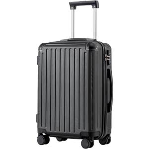 COOLIFE valigia trolley valigia rigida valigia trolley da viaggio realizzata in materiale ABS con lucchetto TSA maniglia telescopica e 4 ruote gemellari (Nero, 56cm)