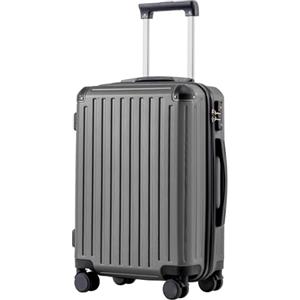 COOLIFE valigia trolley valigia rigida valigia trolley da viaggio realizzata in materiale ABS con lucchetto TSA maniglia telescopica e 4 ruote gemellari (Grigio, 56cm)
