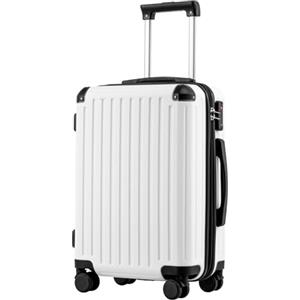 COOLIFE valigia trolley valigia rigida valigia trolley da viaggio realizzata in materiale ABS con lucchetto TSA maniglia telescopica e 4 ruote gemellari (Bianco, 56cm)