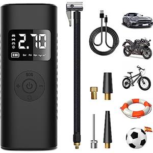 Hexinex 7800mAh Mini Compressore Aria Portatile Auto per Pompa Elettrica per Bicicletta, Auto, Moto, Monopattino,Palloni