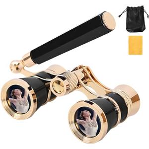 Fuerdich 3 X 25 Binocolo da Teatro, Telescopio Binoculare da Opera, Portatili Binocolo Teatro con Messa a Fuoco Centrale Chiara per Adolescenti Donne (Nero)