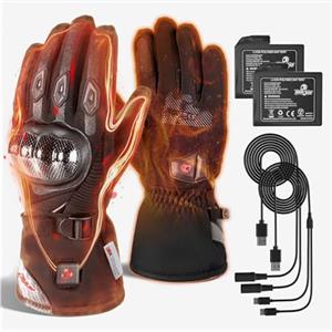 BORLENI Guanti Invernali Moto Riscaldati Uomo Donna Impermeabili con Batteria Ricaricabile, 4 Livelli di Calore con Modalità Intelligente, Touchscreen per Motociclismo Sci (M-XXL) (nero, XL)