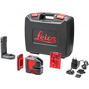 Leica Lino L2 - livella laser a linee incrociate con batteria agli ioni di litio, caricabatteria, innovativo adattatore magnetico e valigetta di trasporto (fascio laser rosso, portata di lavoro: 25 m)