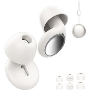 VKROBAG Tappi Orecchie Dormire, Riduzione del rumore da 35 dB, 4 Paia Tappi per le Orecchie Antirumore Lavabili Riutilizzabili, S/M/L, Silicone, per Lavoro, Feste, Concentrazione, Bianco