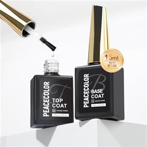 PEACECOLOR 15ML Base e Top Coat Semipermanente Top Coat Gel Base Semipermanente Unghie Smalto per Unghie in Gel UV/LED Soak Off Kit per Manicure