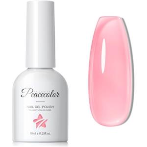 Peacecolor Smalto Semipermanente Unghie Rosa Trasparente, 10ML Soak Off Smalto Unghie Jelly Gel Nail Polish, Smalto per Unghie Semipermanente French Manicure Fai da Te a Casa