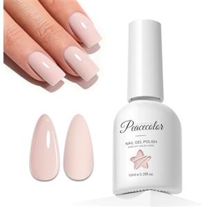 Peacecolor Smalto Semipermanente Unghie Nude Beige, 10ML Soak Off Smalto Unghie UV Gel Polish, Smalto per Unghie Semipermanente Studio di Manicure Fai da Te a Casa