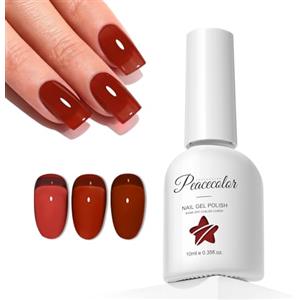 Peacecolor Smalto Semipermanente Unghie Rosso Trasparente, 10ML Soak Off Smalto Unghie Jelly Gel Nail Polish, Smalto per Unghie Semipermanente French Manicure Fai da Te a Casa