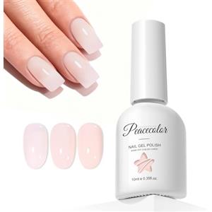 Peacecolor Smalto Semipermanente Unghie Beige Trasparente, 10ML Soak Off Smalto Unghie Jelly Gel Nail Polish, Smalto per Unghie Semipermanente French Manicure Fai da Te a Casa