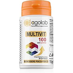 AgoLab Nutraceutica Integratore Stanchezza Fisica e Mentale Multivitaminico e Multiminerale Completo | 30 Capsule, Ricco di Minerali, Vitamine e Fitonutrienti, | MULTIVIT100 è prodotto in Italia da AGOLAB