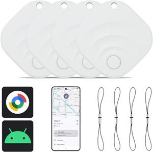 Reyke Tracker Android, Smart Tag compatibile con Google Find My (solo per Android), localizzatore per chiavi, bagagli, valigia, portafoglio, 4 pezzo
