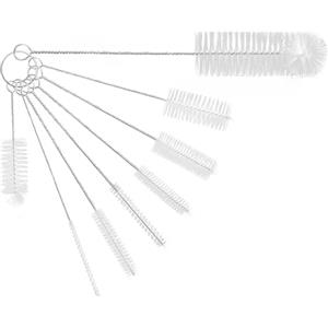 carve ideas Spazzola Per Bottiglie, Set Di 8 Spazzolini In Nylon Per Cannucce E Tubi, Per Pulire Bottiglie A Collo Stretto, Biberon, Barattoli E Beccucci Di Teiera (Bianco)