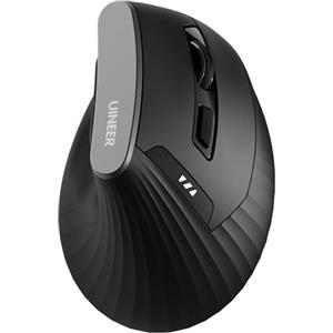 Uineer Mouse verticale wireless, mouse bluetooth (2,4 G+BT4.0/BT5.0), Ergonomico per il Comodo e la Riduzione dello Stress al Polso, Ideale per l'uso a Casa,Ufficio(Nero opaco)