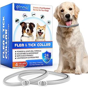 IWKDIJ Collare antipulci per cani da 4 pezzi, efficace collare antipulci per cani, collare antizecche per di taglia piccola, media e grande