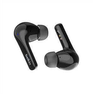 Belkin SoundForm™ Motion Auricolari true wireless con cancellazione del rumore, custodia di ricarica wireless, 2 microfoni per auricolare; cuffie Bluetooth di grado IPX5 per iPhone e Samsung - Nero