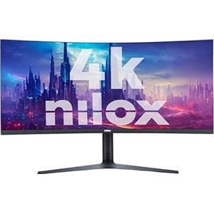 Nilox NXM344KD11, Monitor Gaming Curvo 34 Pollici, Monitor Gaming 4k con Frequenza 165Hz e Tempo di Risposta 1ms, Ingressi HDMI e DP, Monitor PC con Immagini Chiare e Nitide per Gioco Fluido